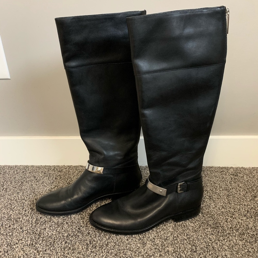 Michael Kors Black Leather Riding Boots